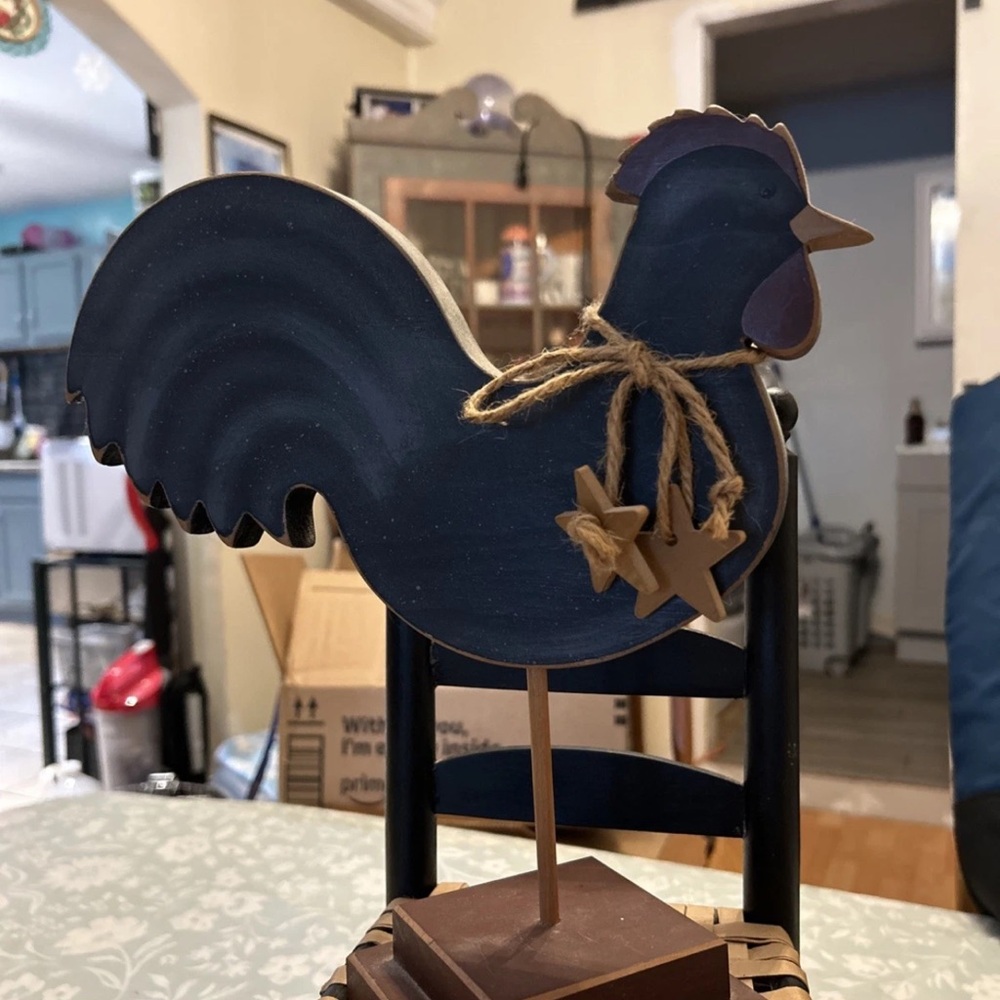 Rustic Blue Rooster Decor by [Brand]